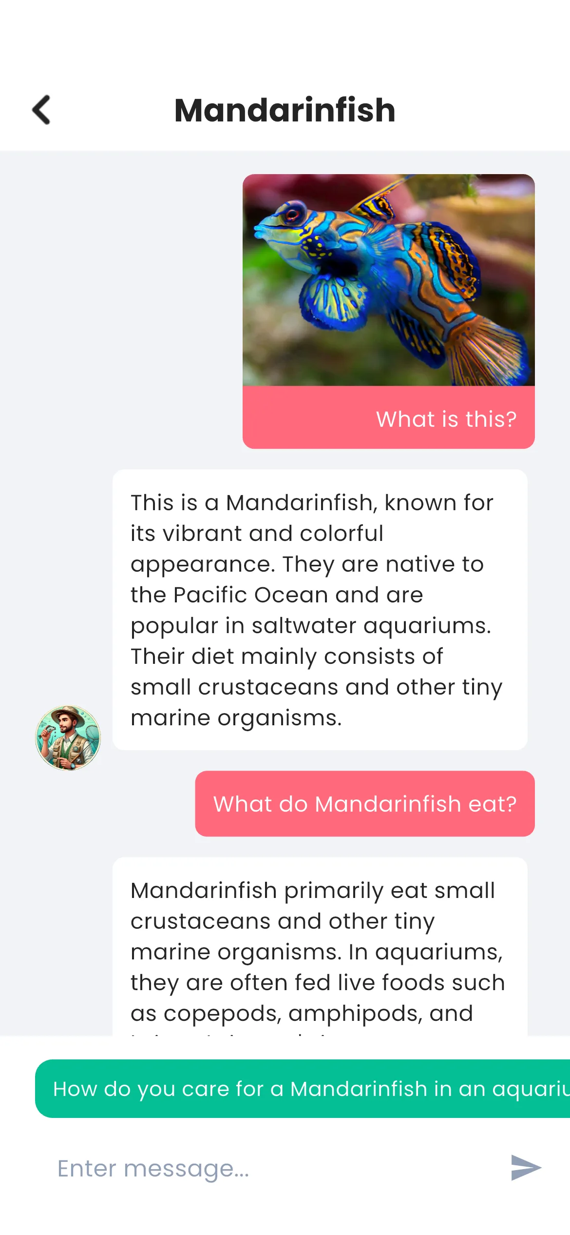 Viewing fish species details and information after identification
